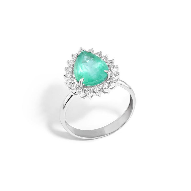 anel em ouro branco com esmeralda e diamantes - classic-035664-01