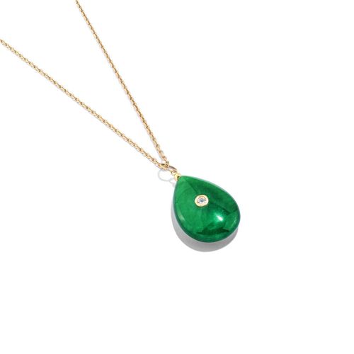 Pingente em ouro amarelo com jade e diamante - Amendoas