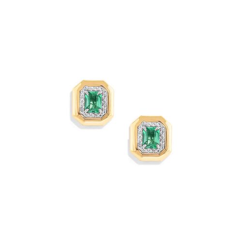 Brinco em ouro amarelo com esmeraldas e diamantes - Heritage