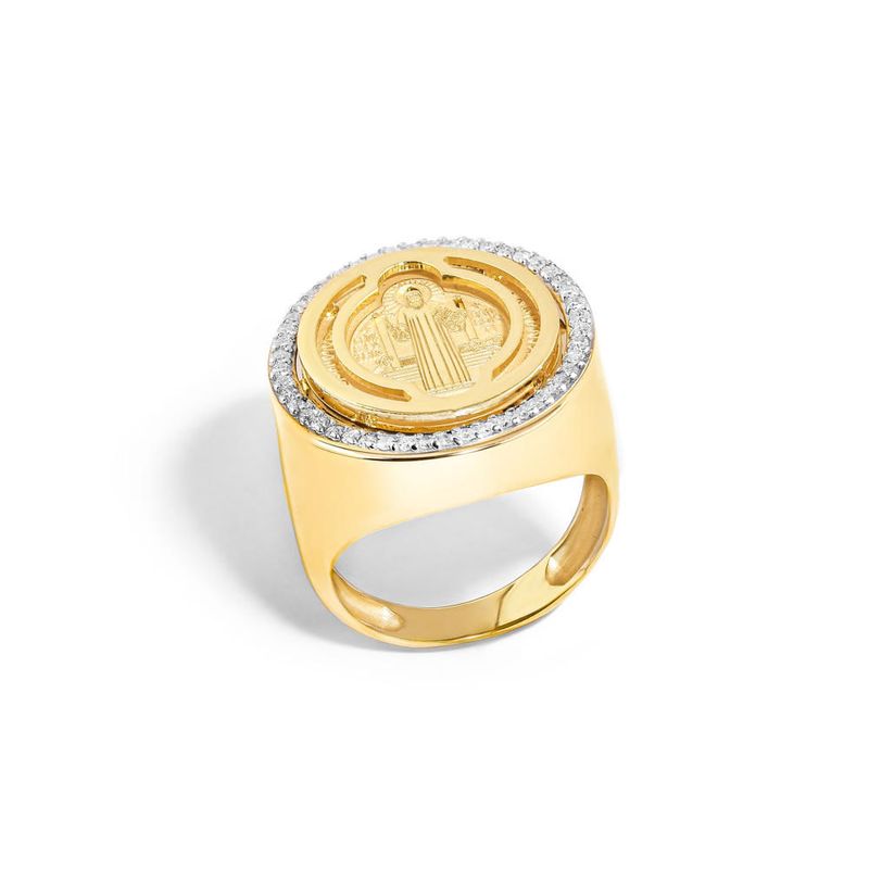 anel giratorio em ouro amarelo com diamantes - sao bento-098072-02