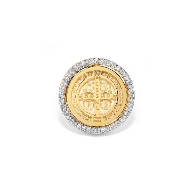 anel giratorio em ouro amarelo com diamantes - sao bento-098072-03