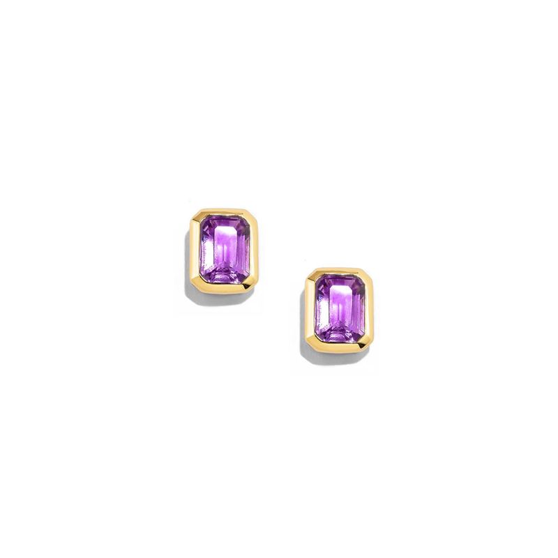 brinco em ouro amarelo com ametistas - emerald cut-097807-01
