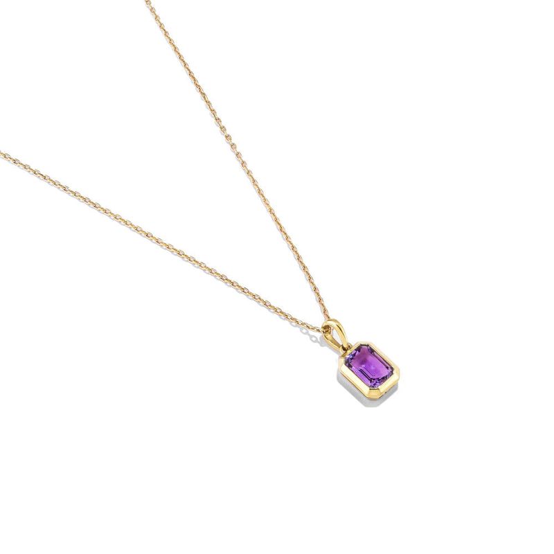 pingente em ouro amarelo com ametista - emerald cut-097810-02