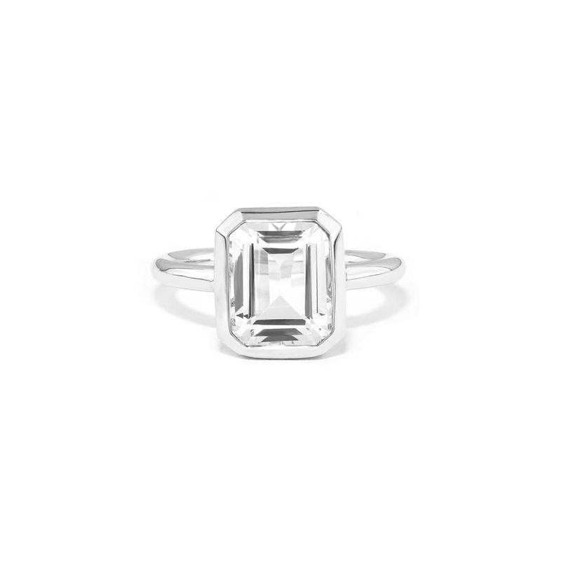 anel em ouro branco com topazio branco - emerald cut-097898-02