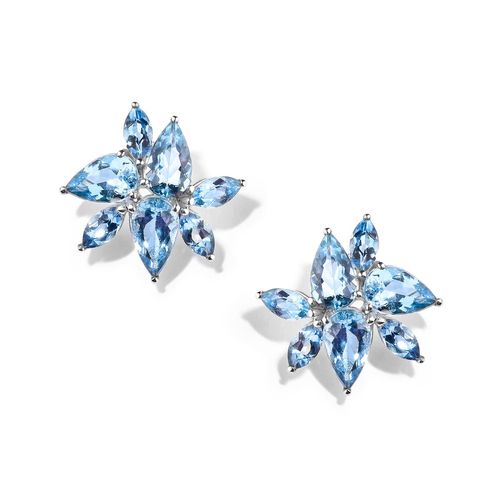 Brinco em ouro branco com águas marinhas - Beloved