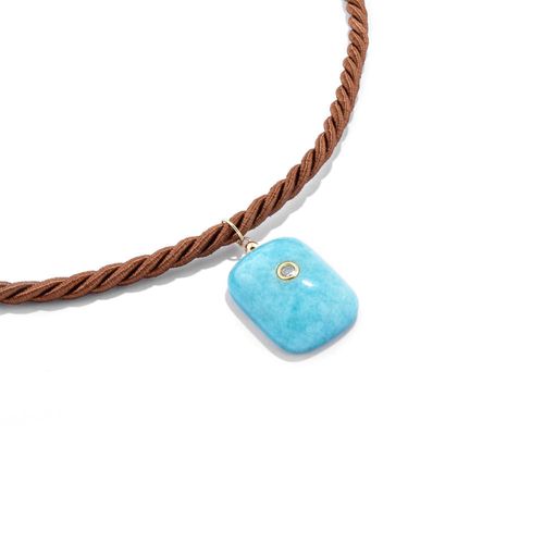 Pingente em amazonita com diamante - Amendoas