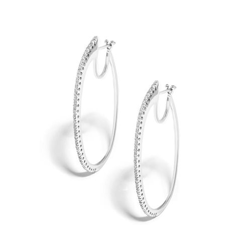 Brinco em ouro branco com diamantes - Argola