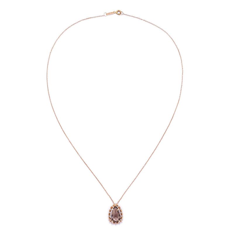 colar em ouro rose com quartzo fume e diamantes - eva-081795-02