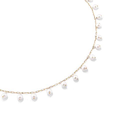 Colar em ouro amarelo com perolas