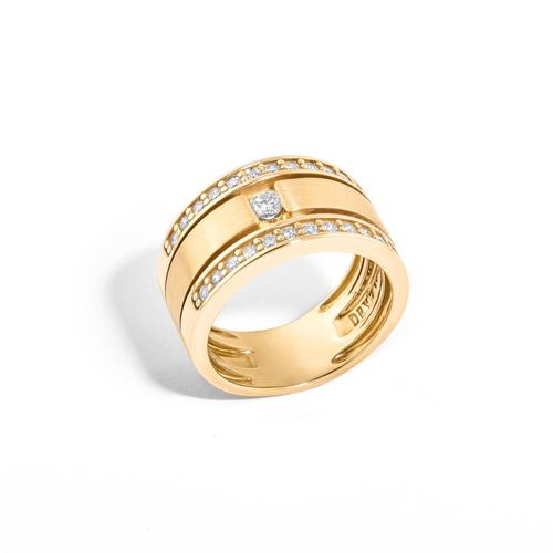 Anel em ouro amarelo com diamantes - Duetto Duplo