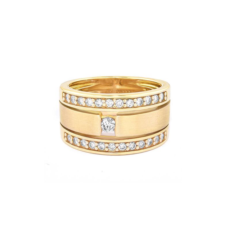 anel em ouro amarelo com diamantes - duetto duplo-071530-02