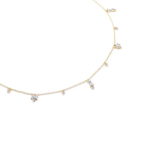 Colar em ouro amarelo com topazios brancos