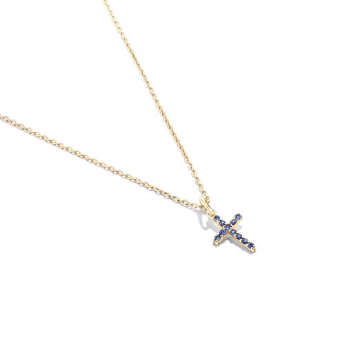 Pingente em ouro branco com safiras azuis
