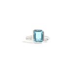 Anel em ouro branco e top zio azul - Emerald Cut 1