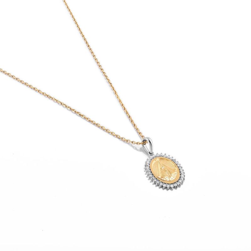 pingente em ouro branco e amarelo com diamantes - nossa senhora aparecida-094204-01