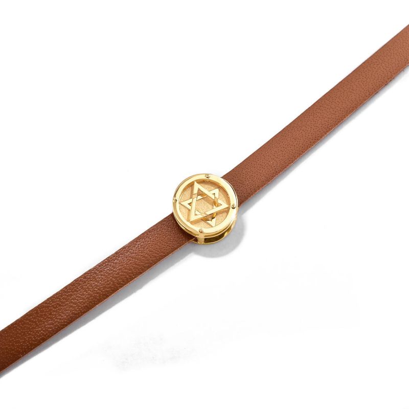 pingente em ouro amarelo - medalha estrela de davi-098069-03