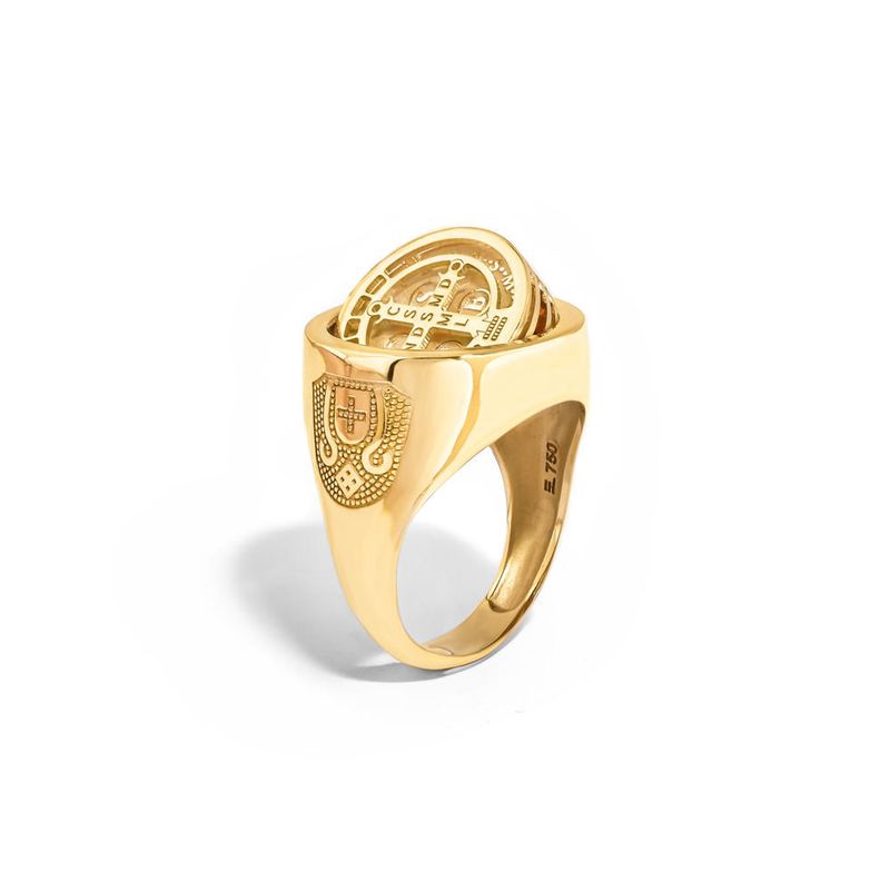 anel em ouro amarelo - sao bento giratorio-098073-02