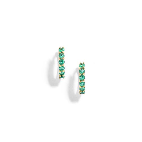 Brinco em ouro amarelo e esmeraldas - Dots Argolinha