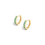brinco em ouro amarelo com esmeraldas - dots argolinha-096729-02